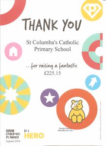 Thank you Certificate received from CHILDREN IN NEED